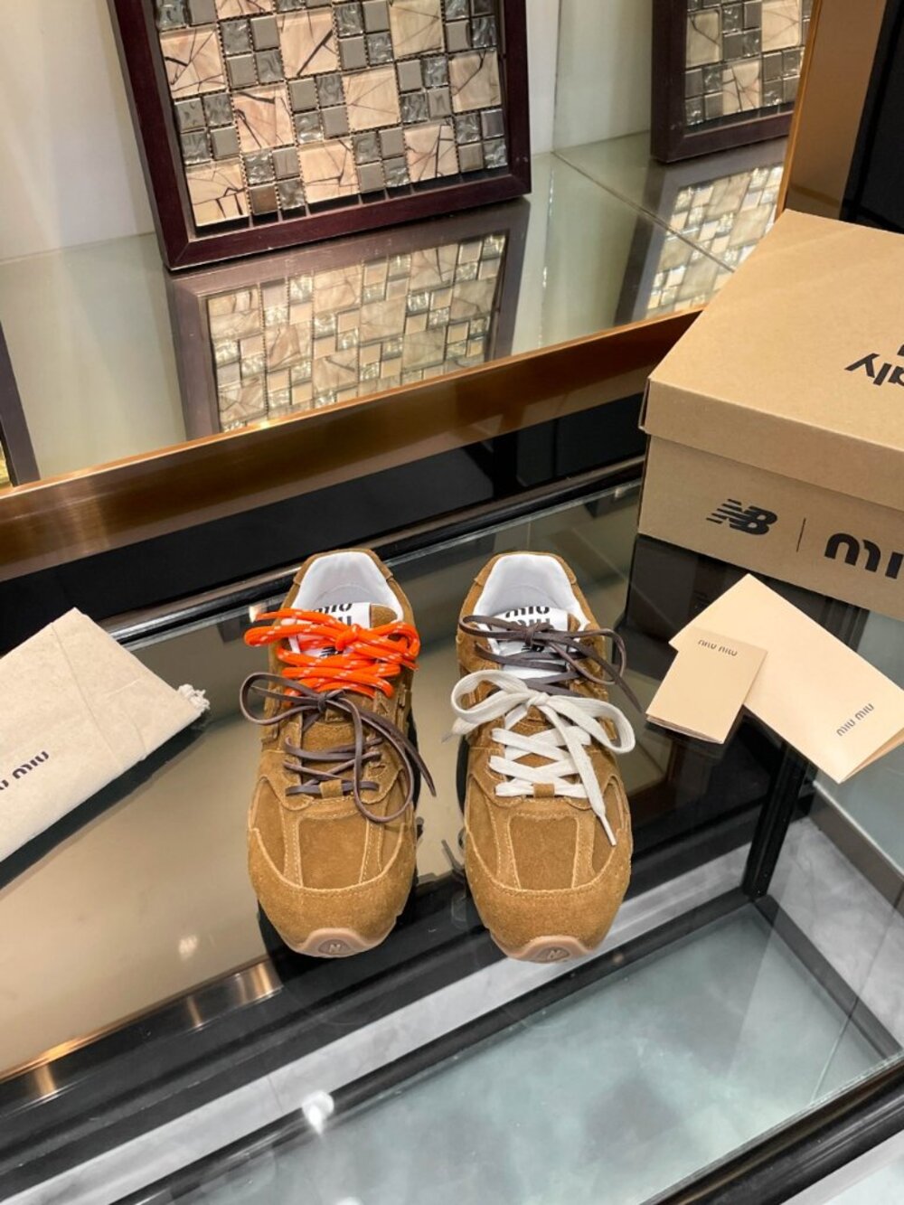 ✨ Authentic Miu Miu x New Balance Brown Suede Sneakers